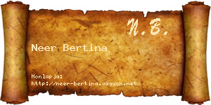 Neer Bertina névjegykártya
